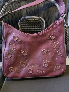 Liz Claiborne Plum 3D Floral  Shoulder Bag